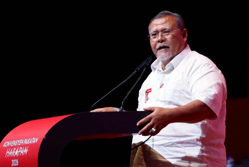 Aminolhuda ketika berucap pada Konvensyen PH 2026 di Pusat Konvensyen Antarabangsa Persada, Johor Bahru pada Ahad. - FOTO: Bernama