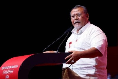 Aminolhuda ketika berucap pada Konvensyen PH 2026 di Pusat Konvensyen Antarabangsa Persada, Johor Bahru pada Ahad. - FOTO: Bernama