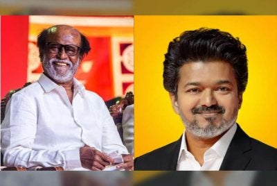 Rajnikanth (kiri) dan Vijay.