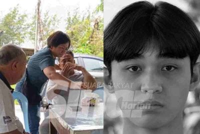 Seorang bapa, Wah Tee Tun, 49, menyaksikan sendiri anak sulungnya maut dalam kemalangan ngeri di Jalan Losong Feri, di sini pada Selasa.