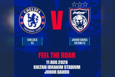 Aksi Chelsea-JDT pada 11 Ogos depan.
