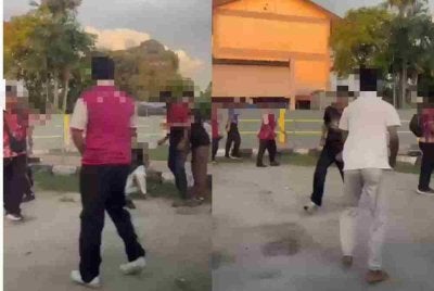 Tular rakaman video memaparkan sekumpulan remaja terlibat dalam pergaduhan di hadapan sebuah sekolah di Pandamaran di sini baru-baru ini.
