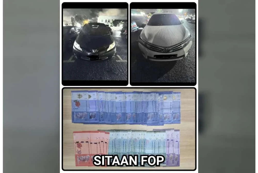 Kenderaan dan wang tunai yang dirampas polis