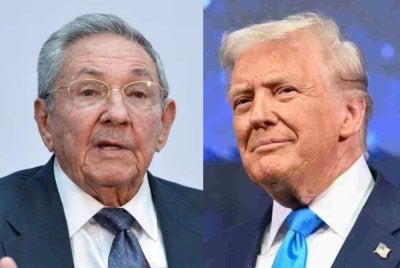 Trump (kanan) mengerahkan kapal induk pesawat udara ke Caribbean susulan pertuduhan jenayah terhadap bekas Presiden Cuba, Raul Castro sehingga mencetuskan ketegangan.
