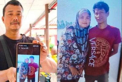 Mohd Zaki menunjukkan gambar arwah Mohamad dan isterinya semasa ditemui di Unit Forensik Hospital Jeli pada Khamis. Foto:SINAR HARIAN/HAZELEN LIANA KAMARUDIN