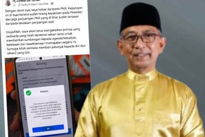 Zuraidi secara rasmi mengumumkan keluar daripada parti itu berkuat kuasa pada Khamis . - Foto: FB Zuraidi Ismail