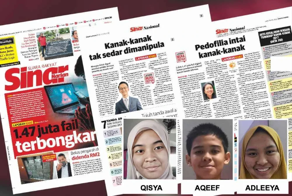 Laporan Sinar Harian berhubung trend jenayah eksploitasi seksual kanak-kanak secara dalam talian di negara ini. 