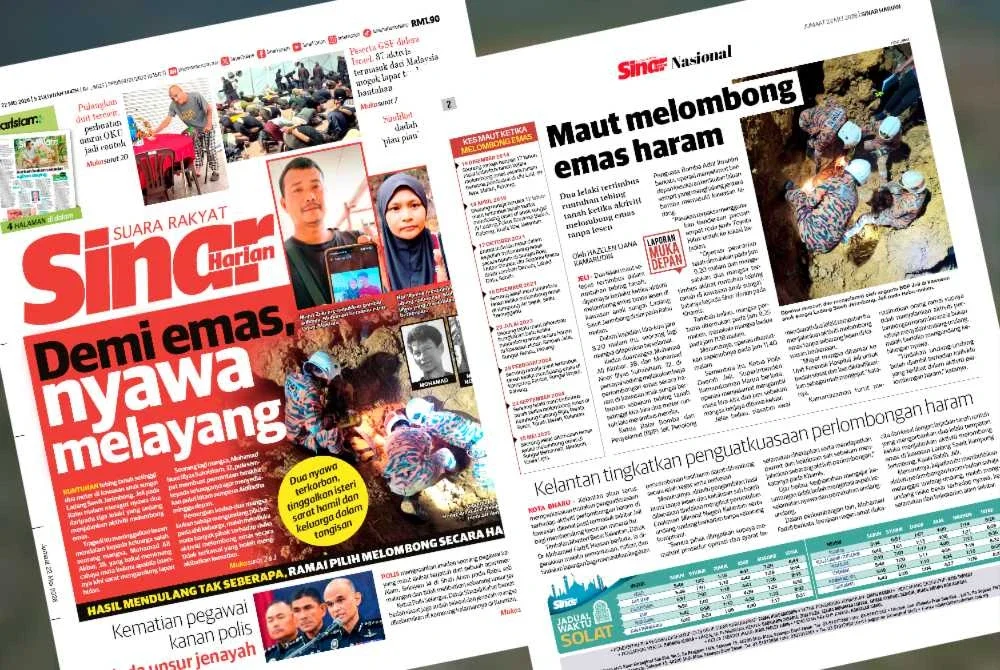 Laporan muka depan Sinar Harian pada Jumaat.