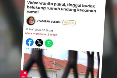 Laporan Sinar Harian berkenaan video tular memaparkan seorang kanak-kanak ditinggalkan dan dipukul di bahagian belakang rumah.