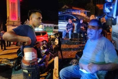 Khairul Shakirin (kiri) dan Norseri (kanan) yang cedera akibat terkena serpihan letupan.