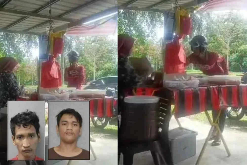 Dua beradik dikenali sebagai ‘Paeh’ dan ‘Aboy’ dicari polis bagi membantu siasatan kes samun gerai nasi bajet di Lebuh Meru Raya, Khamis lalu.