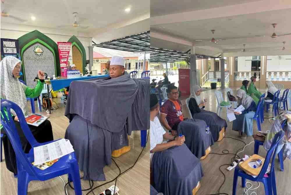 Antara jemaah yang menyertai program saringan kesihatan secara percuma anjuran ZarrazWorld bersama Zetta Wellness di Masjid Tengku Ahmad Jerantut