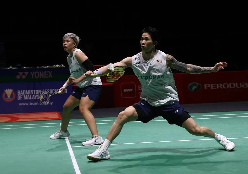 IMBAS kembali Chen Tang Jie dan Toh Ee Wei ketika menetang gandingan China Gao Jia Xuan dan Wei Ya Xin dalam Kejohanan Malaysia Masters 2026 di Unifi Arena, Bukit Jalil. Foto: Bernama