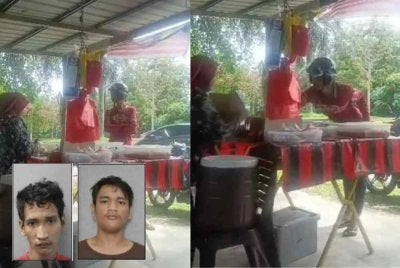 Dua beradik dikenali sebagai ‘Paeh’ dan ‘Aboy’ dicari polis bagi membantu siasatan kes samun gerai nasi bajet di Lebuh Meru Raya, Khamis lalu.
