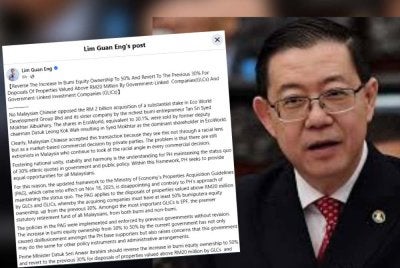 Guan Eng menggesa Anwar membatalkan peningkatan syarat tersebut kerana dikhuatiri boleh memberi kesan kepada ekosistem pelaburan serta amalan urus niaga hartanah berskala besar di negara ini.