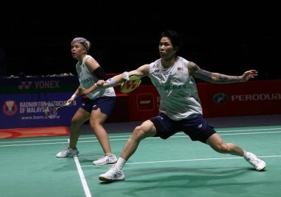 IMBAS kembali Chen Tang Jie dan Toh Ee Wei ketika menetang gandingan China Gao Jia Xuan dan Wei Ya Xin dalam Kejohanan Malaysia Masters 2026 di Unifi Arena, Bukit Jalil. Foto: Bernama