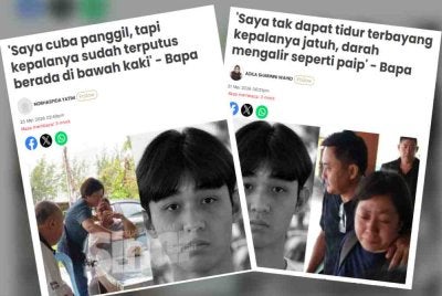 Keratan berita kemalangan tragis melibatkan seorang remaja yang berlaku di Jalan Losong, Kuala Terengganu. 