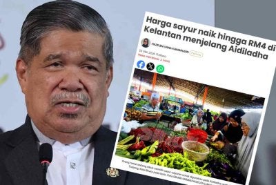 Mohamad dan laporan Sinar Harian mengenai kenaikan harga sayur di Kelantan. 