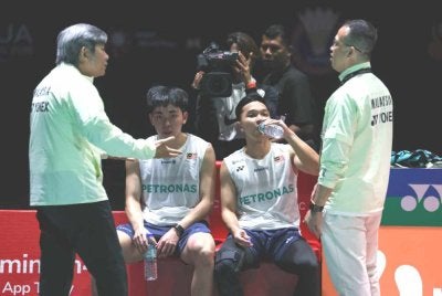 Cabaran Wan Arif-Roy King di Master Malaysia tersekat di separuh akhir selepas tunduk kepada pasangan Denmak, Daniel Lundgaard dan Mads Vestergaard. Foto Bernama