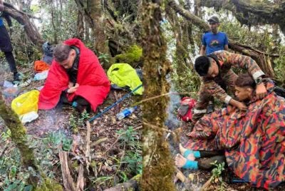 Mangsa ditemukan dan berjaya diselamatkan pada kedudukan kira-kira satu kilometer dari puncak Gunung Batu Putih. Foto JBPM Perak