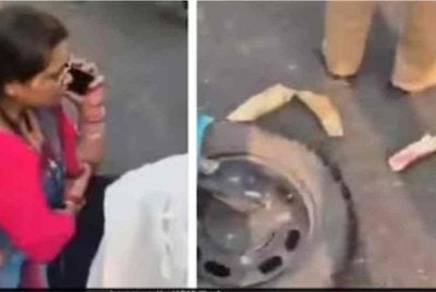 Impak perlanggaran itu menyebabkan salah satu gading haiwan berkenaan patah kepada tiga bahagian, manakala motosikal mangsa mengalami kerosakan teruk. Foto NDTV news