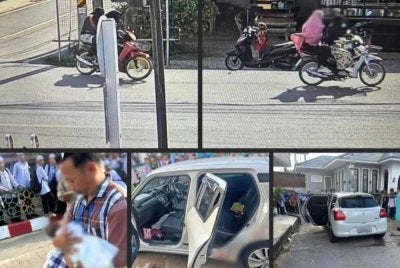 Tangkap layar gambar-gambar di media sosial berhubung insiden tembakan di Thailand. 