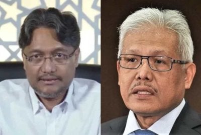 Marzuki (kanan) mendakwa, Hamzah menggunakan Pas dan UMNO sebagai modal untuk memecah-belahkan Bersatu, sekali gus ingin mengambil alih parti itu daripada Muhyiddin.