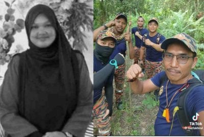 Mohd Fakhrul bersama rakan setugasnya ketika operasi SAR. Gambar kiri: Nur Izzati Humaira