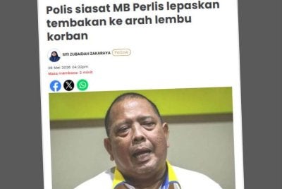 Laporan Sinar Harian berhubung polis siasat MB Perlis lepaskan tembakan ke arah lembu korban