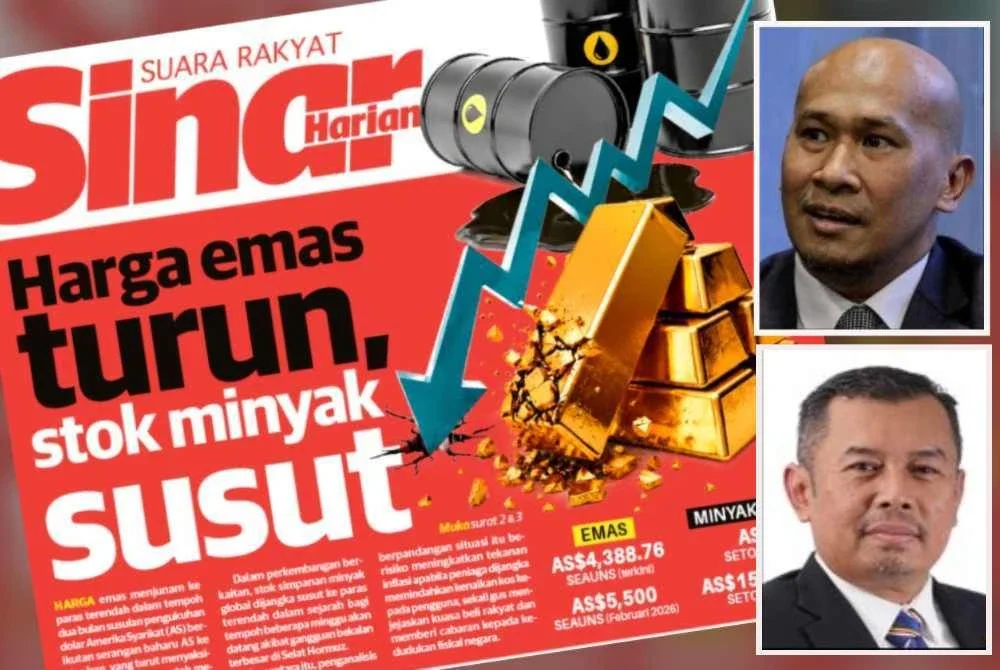 Laporan muka depan akhbar Sinar Harian pada Sabtu. Gambar kecil: Mohd Afzanizam (atas) dan Mustazar