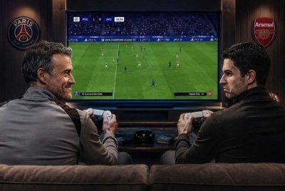 Superkumputer meramalkan PSG bakal mengecewakan Arsenal dan mempertahankan trofi Liga Juara-Juara. Foto janaan AI