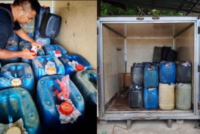 Pemeriksaan dalam tong mengandungi diesel dipercayai untuk diseludup. - Foto: KPDN