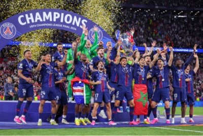 PSG pertahan trofi Liga Juara-Juara selepas menewaskan Arsenal menerusi penentuan penalti. Foto: Agensi