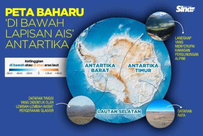 Peta baharu mendedahkan landskap tersembunyi di bawah lapisan ais Antartikadi bawah lapisan ais Antartika.
