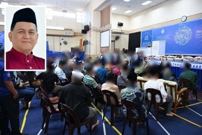 Antara individu yang ditahan selepas dipercayai sebagai pengikut kumpulan ajaran sesat Jemaah Ahmadiyah Qadiani ditahan dalam satu operasi di dewan sebuah sekolah di Likas, Kota Kinabalu. Gambar kecil: Mohd Arifin