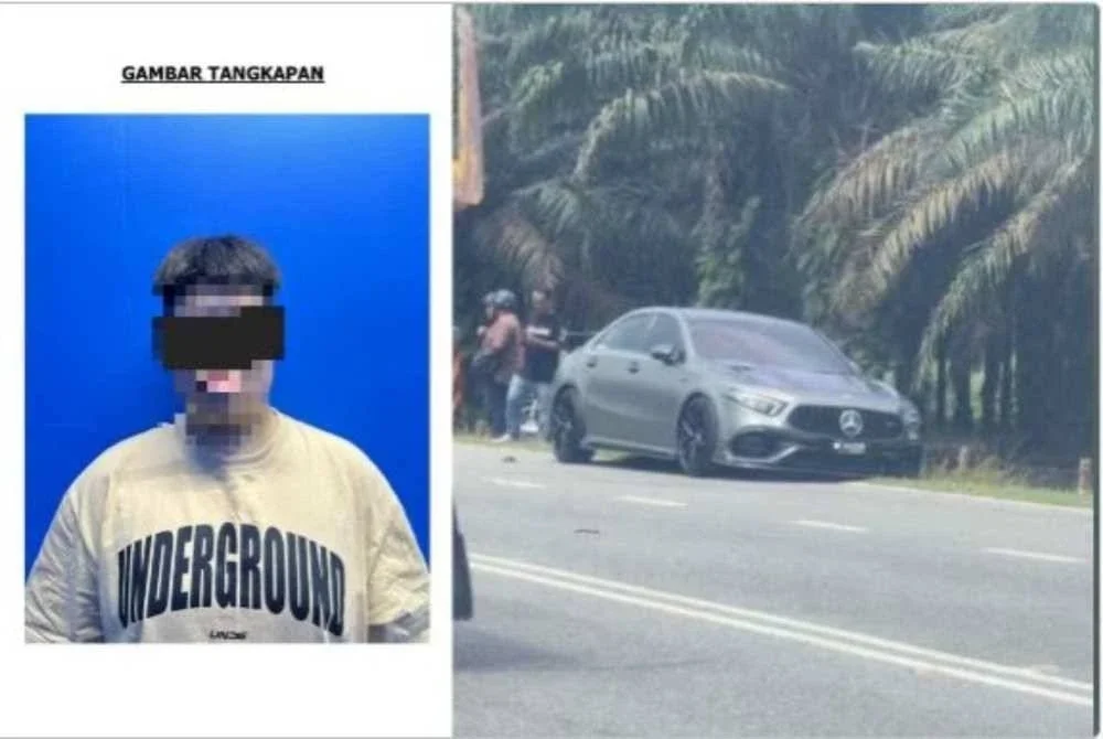 Suspek yang juga pemandu kereta jenis Mercedes-Benz A250 direman.