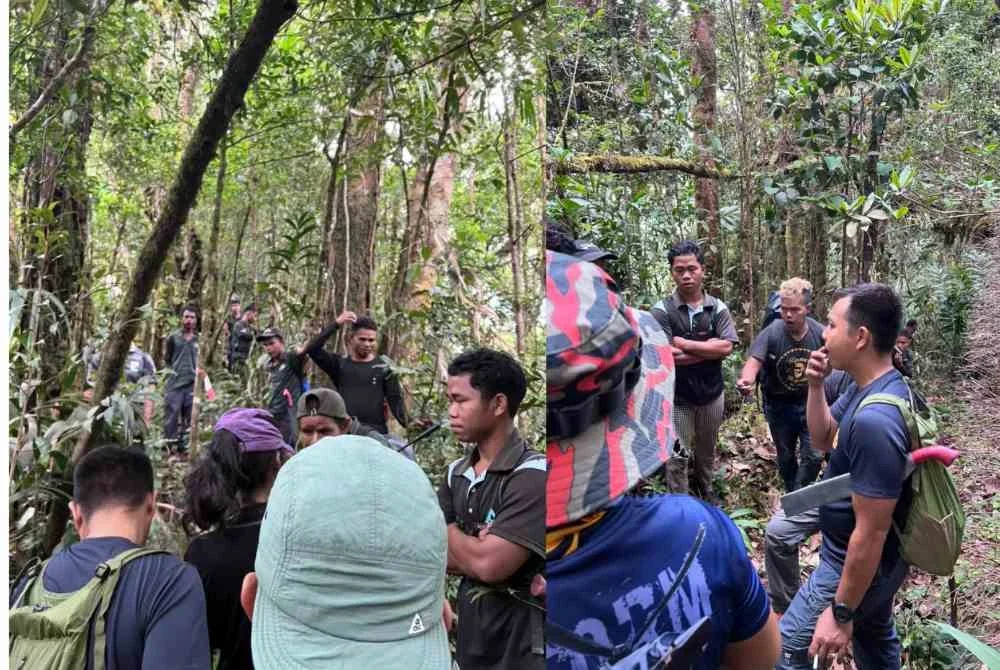 Seramai 13 individu daripada kumpulan Orang Asli Pos Titom, Hulu Jelai, Pahang dikesan berada di sekitar Gunung Rayu bagi membantu usaha pencarian mangsa. Foto: JBPM Perak