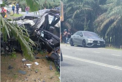 Kemalangan membabitkan lima kenderaan yang menyebabkan lima individu maut di Kilometer 27, Jalan Renggam-Simpang Renggam, Kluang.