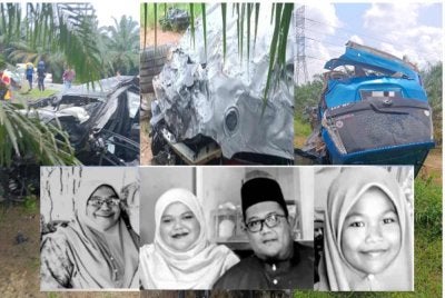 Akibat kemalangan itu, empat sekeluarga iaitu Semek Mat Soh,75, Nor Azlina Abd Latif, 33, Mohd Aiman Mohd Rashid, 36, dan Nur Airish Syifa Sidek, 10, yang menaiki Toyota Vios meninggal dunia di lokasi kejadian.