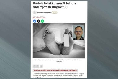 Laporan Sinar Harian pada Isnin lalu.