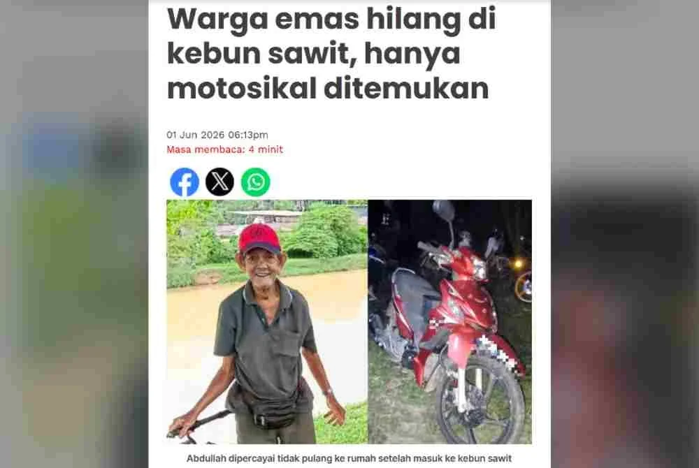 Laporan Sinar Harian pada 1 Jun 2026.