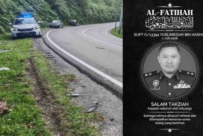 Superintenden Yuslimezam meninggal dunia selepas terlibat kemalangan di Jalan Batang Kali - Genting pada Selasa.