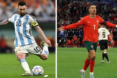 Messi (kiri) dan Ronaldo bakal membuat penampilan keenam mereka di Piala Dunia. Foto Agensi