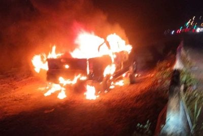 Pacuan empat roda yang terlibat dalam kemalangan maut ditemukan dalam keadaan dibakar dalam kejadian tidak jauh dari lokasi.