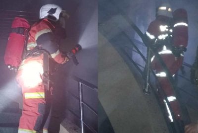 Dewan PUTIK di Pengkalan Chepa, Kota Bharu yang merupakan milik Pas mengalami kebakaran pada malam Rabu. Foto: JBPM