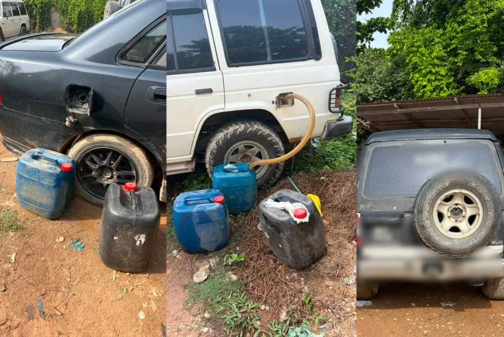 Kegiatan sebuah stor haram yang menjadi pusat pengumpulan petrol sebelum dijual ke Thailand sejak dua tahun lalu terbongkar apabila enam individu ditahan dalam serbuan di Pengkalan Kubor, Tumpat pada Khamis. Foto:PGA