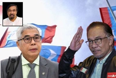 Hassan Karim (kiri) dan Anwar Ibrahim. Gambar kecil: Dr Kamarazaman 