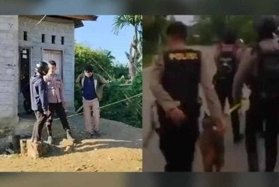 Pihak berkuasa bersama anjing pengesan dikerah untuk menjejaki pelaku. Foto Agensi