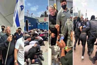 Rakaman video yang dikeluarkan Itamar Ben-Gvir, menunjukkan aktivis flotila yang ditahan di Pelabuhan Ashdod pada 20 Mei 2026. Foto: Ben Gvir menerusi X