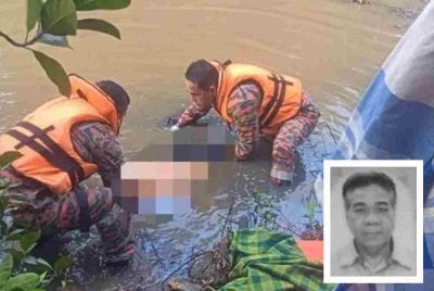 Mohd Jamil (gambar kecil) ditemukan meninggal dunia selepas dipercayai terjatuh ke dalam Sungai Teluk Bagan di Jalan Tandop, pada Ahad. Foto Awani/PDRM 